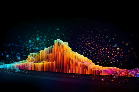 abstract colorful 3d business graph on dark background, vector illustrationの素材
