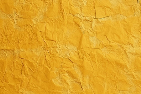 Yellow crumpled paper texture. Abstract background and texture for design.の素材
