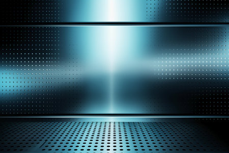 abstract blue background with metallic grid and lighting, vector illustration.の素材