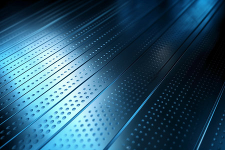 abstract blue background with metal grid, 3d render, square imageの素材