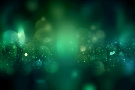 abstract green background with bokeh defocused lights and starsの素材