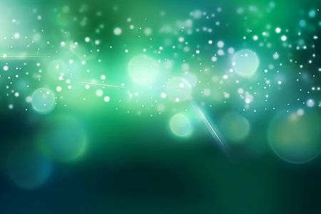 abstract green background with bokeh lights and stars, vector illustrationの素材