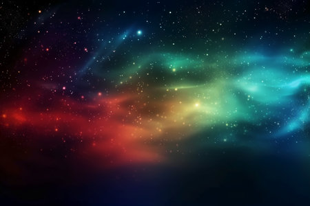 Cosmic space background with colorful nebula and stars. Vector illustration.の素材