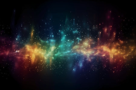 Abstract background with colorful bokeh lights and stars. Vector illustration.の素材