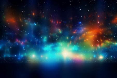 Abstract colorful background with lights and stars. Vector illustration for your designの素材