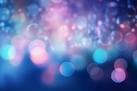 abstract blue background with bokeh defocused lights and starsの素材