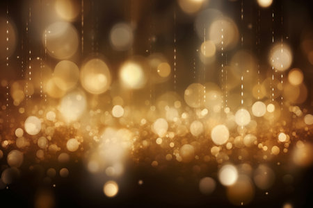 Abstract gold bokeh background. Festive Christmas and New Year background.の素材