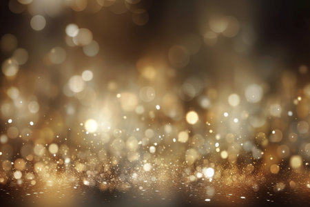 abstract golden bokeh background with glitter defocused lights and shadowの素材