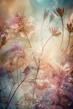 floral grunge background with space for text or image, soft focusの素材