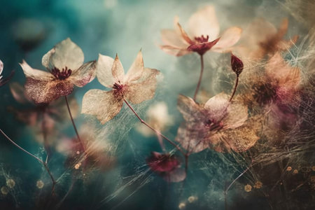 Vintage floral background with wildflowers, retro toned.の素材