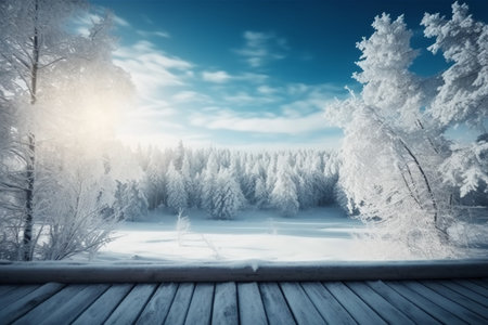 Winter landscape. Snow covered trees in the forest. Winter landscape.の素材