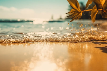 Tropical beach with palm trees and sand. Vintage tone.の素材