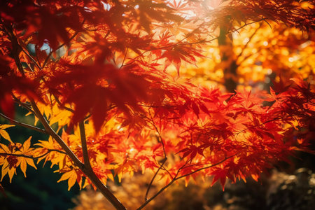 Autumn maple leaves background in Tokyo, Japan. Autumn season.の素材