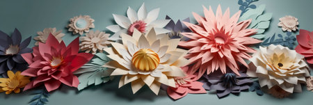 Paper origami flower. Colorful origami flower made of paper.の素材