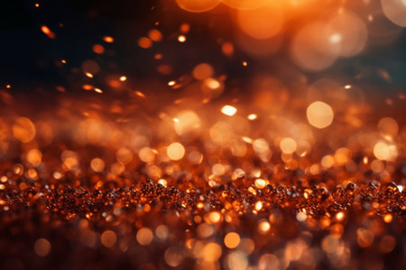 abstract background of golden glitter bokeh lights. defocusedの素材