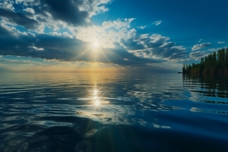 beautiful sunset over the lake. Ukraine, Europe. Beauty world.の素材