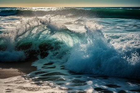 Waves breaking on the beach. Beautiful seascape. Toned.の素材