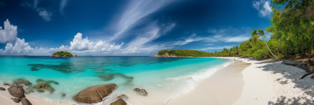 Panorama of beautiful beach Anse Lazio at Seychellesの素材