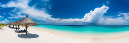 Panoramic view of beautiful beach in Cayo Largo, Cubaの素材