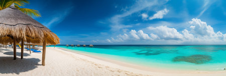Panorama of beautiful beach at Seychelles - nature backgroundの素材