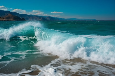 Waves on the shore of the Mediterranean Sea in Crete, Greeceの素材