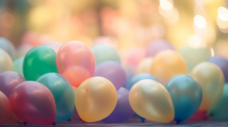 Colorful balloons on the background of the bokeh lights.の素材