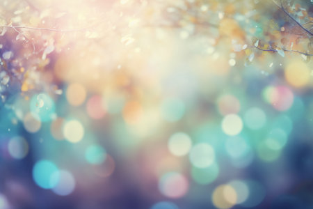 abstract bokeh background with defocused lights and tree branchesの素材