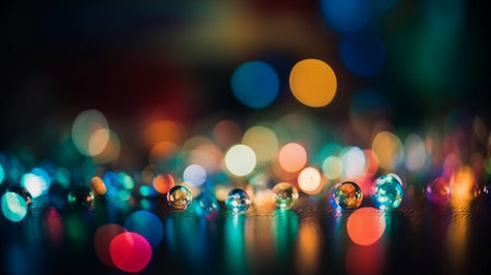 Colorful Christmas lights bokeh background. Defocused lights bokeh background.の素材