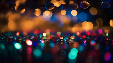 Colorful christmas lights background with bokeh defocused lightsの素材