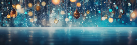 Christmas background with bokeh lights and snowflakes. Merry Christmas and Happy New Year.の素材