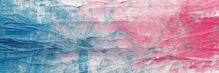 abstract blue and pink paint strokes on white paper background, copy spaceの素材