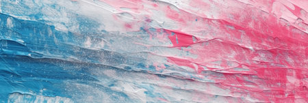 abstract pink and blue paint strokes on white paper, panoramic backgroundの素材