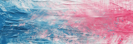 Abstract hand painted art background. Blue, pink and white colors.の素材