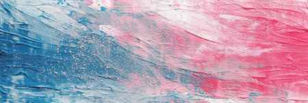 Abstract hand painted art background. Blue, pink and white colors.の素材