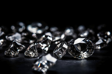Brilliant diamonds on a black background. Jewelry background.の素材