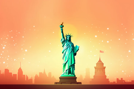 Statue of Liberty in New York City, United States of Americaの素材