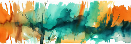 Abstract watercolor background. Vector illustration. Colorful brush strokes.の素材