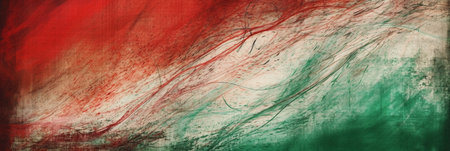 Red and green background with abstract grunge texture. Copy space.の素材