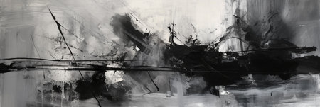 abstract background watercolors painting on canvas, black and whiteの素材