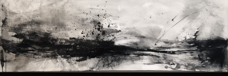 abstract black and white watercolor painting on canvas texture for backgroundの素材