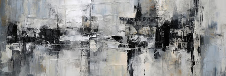 abstract background, black and white painted canvas with grunge textureの素材