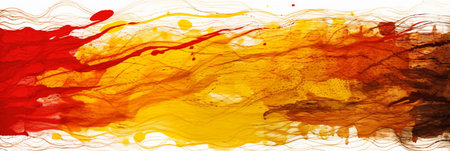 abstract red, orange and yellow ink in water on white backgroundの素材
