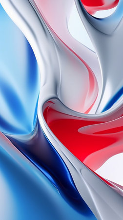 3d rendering of abstract wavy background with blue and red colorsの素材