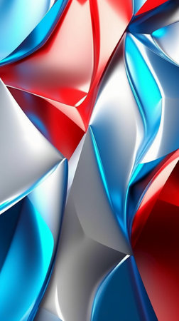 3d render, abstract metallic background, blue and red glossy wavesの素材