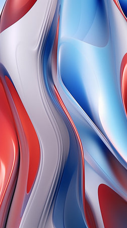 3d render, abstract background, blue and red colors, wavy linesの素材