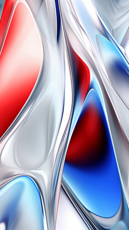 abstract background with blue, red and white curved lines and wavesの素材