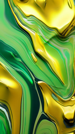 abstract background of yellow and green liquid paint, digitally generated imageの素材