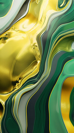 3d illustration of abstract background with green and yellow liquid pattern.の素材