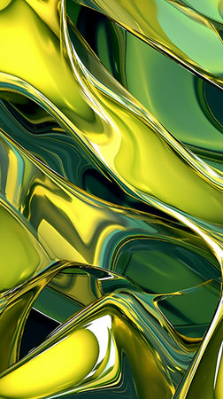 Green and yellow metallic background. 3d rendering, 3d illustration.の素材