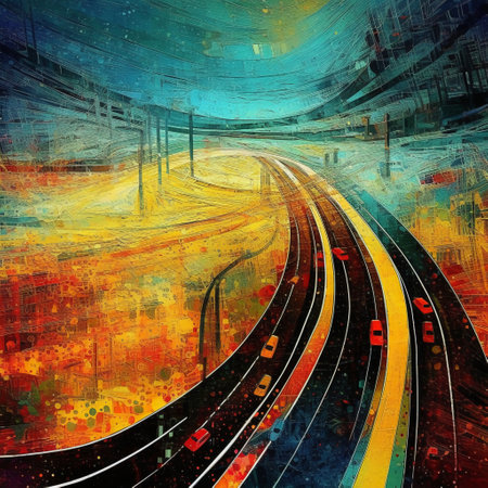 abstract color design art illustration - speed train on the roadの素材